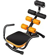 SPORFIT Ab Workout Machine, Height Adjustable Ab Rocker Trainer w/Ergonomic Curved Back, Cushione...
