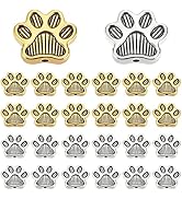 PH PandaHall 80pcs Cute Dog Paw Beads, Metal Animal Footprint Charms Tibetan European Spacer Bead...