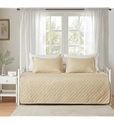 3 Piece Beige Daybed Cover Twin Size Cozy Daybed Sets Bedding Double Sided Quilting Cover Set Geo...