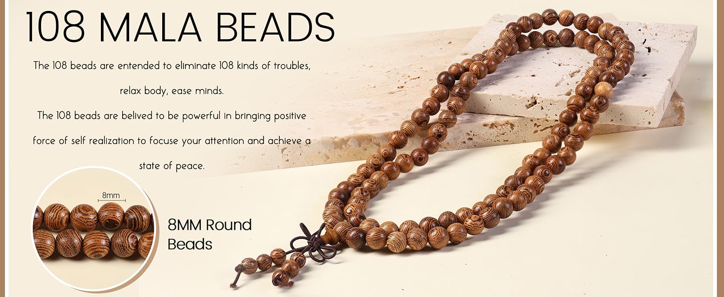 LOYALLOOK 8Pcs 108 Mala Bead Bracelets