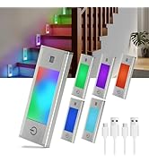 V4light RGB Motion Sensor Night Light, 6-Color Rechargeable Stair Lights, Magnetic Stick-On LED B...