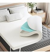 Sweetcrispy Memory Foam Mattress Topper Queen with Removable Soft Cover, 2 Inch Thick Gel Infused...