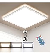 BLNAN Dimmable Motion Sensor LED Ceiling Light with Remote Control, 12 Inch 24W 2400LM Radar Moti...