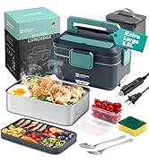 Annie &amp; Mia Design Electric Lunch Box for Adults, 90w 3.5L 2-Layer Portable Food Warmer, Dual Mod...