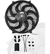 BLACKHORSE-RACING 14" inch Slim Fan Push Pull Electric Radiator Cooling Fans 12V Mount Kit Unvers...