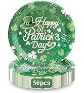 PCLMLES St Patricks Day Plates 50Pcs Green Paper Plates Shamrock Irish Lucky Clover Themed for St...