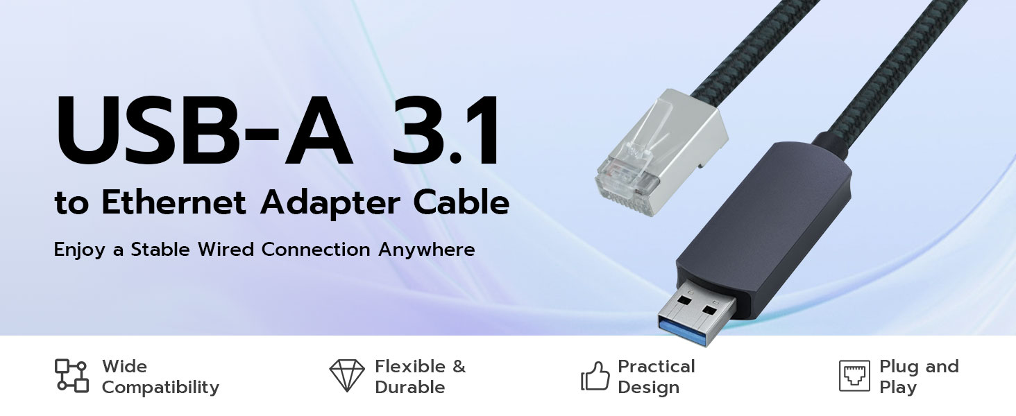 USB-A 3.1 to Ethernet Adapter Cable