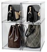 GOXITAX 4 Pack Stackable Closet Organizers and Storage Shelves for Small Purses, Handbags, Clear ...