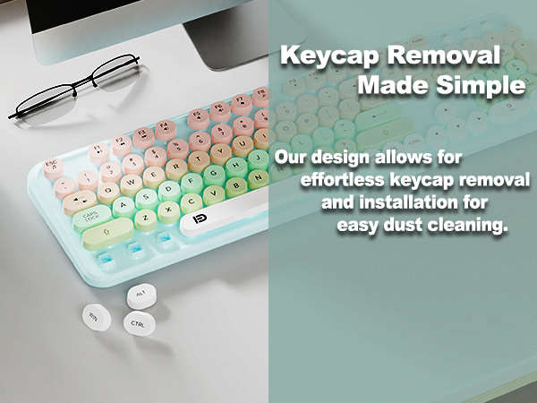 cute retro keyboard wireless with round keycaps