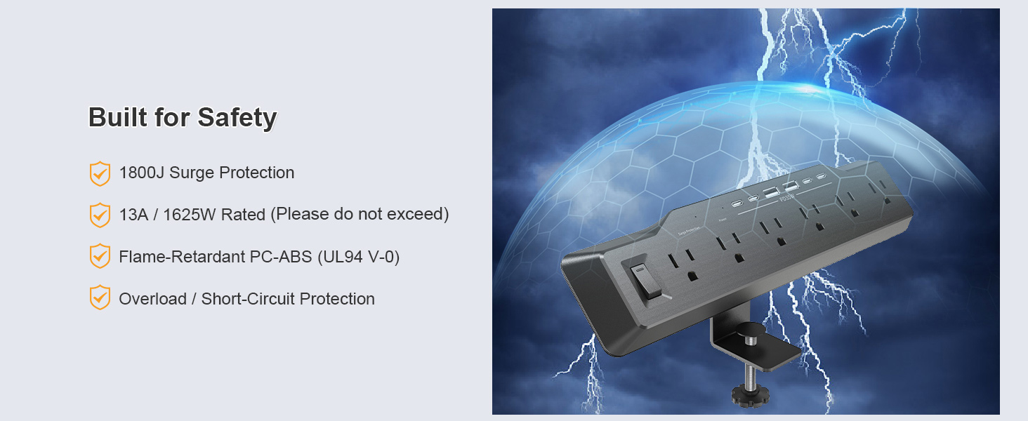 desk mounted power strip