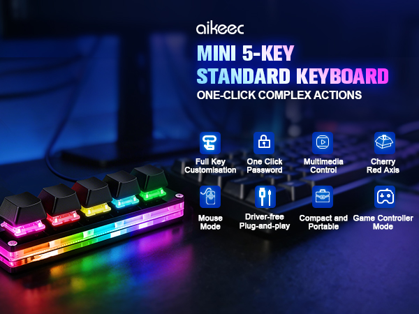 5 key mini mechanical programmable keypad keyboard