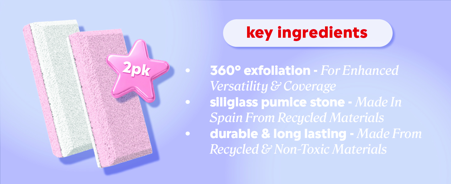 Double sided pumice stone for medium exfoliation &amp;amp; polish, made from recycled materials