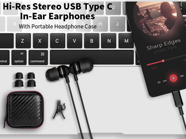  usb c headphones wired sport earbuds