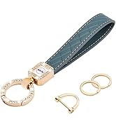 Wisdompro Microfiber Leather Car Keychain, Key Fob Keychain Car Key Chain Holder with Anti-lost D...