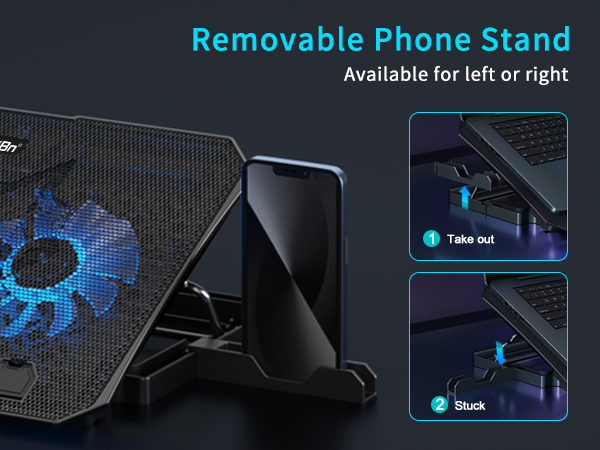 Laptop cooling pad with phone stand