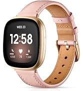 Maledan Compatible with Fitbit Sense/Fitbit Versa 3 Bands for Women Men, Soft Genuine Leather Ban...