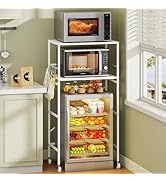 Hongtamoya 2 Tier Mini Fridge Shelf with Storage Adjustable Height Mini Fridge Stand Over Mini Fr...