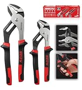 2-Piece Groove Joint Pliers Set, 10" &amp; 8" Adjustable Water Pump Pliers, Straight Jaw Tongue and G...