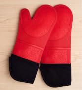 BPA-Free Soft Silicone Oven Mitts - Ultra Heat Resistant Oven Mitts with Thick Cotton Liner - Ext...