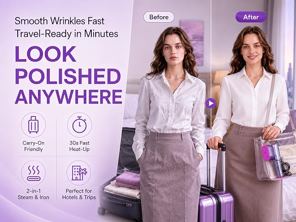 Smooth Wrinkles Fast, Travel-Ready in Minutes, Look Polished Anywhere