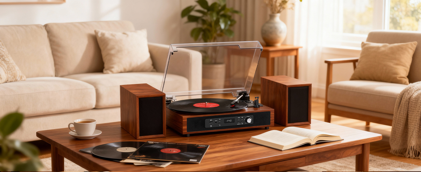 Bluetooth Record Player, Vintage 3-Speed