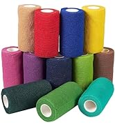 Juvale 12 Rolls Colorful Self Adhesive Bandage Wrap 4 Inch Wide x 5 Yards - Cohesive Vet Tape for...