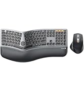 ProtoArc Ergonomic Keyboard Mouse, EKM01 Plus Full Size Wireless Bluetooth Ergo Keyboard Mouse Co...