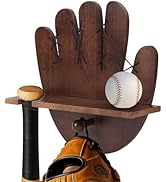 Baseball Bat and Ball Holder Wall Mounted Rack Wood Baseball Bat Holder and Ball Display Shelf Sp...