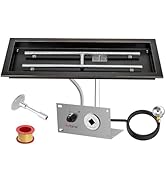 Skyflame 30 x 10 Inch Rectangular Fire Pit Pan Kit, Black Drop-in Fire Pit Pan and Burner, Come w...