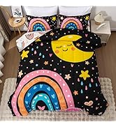 Btargot Lightweight Soft 3 Piece Rainbow Comforter Set with 2 Pillow Covers, Cartoon Love Hearts ...