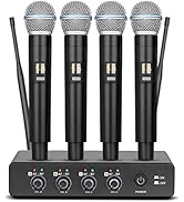 Depusheng R4 Karaoke Wireless Microphones Professional 4 Channels Handheld Wireless Microphone Sy...