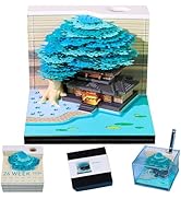 Cowenhey 3D Time Piece Calendar, 2026 Desk Calendar With LED Light, 3d Tree Memo Pad Creative Des...