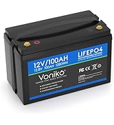 Voniko 12V 100Ah LiFePO4 Lithium Battery, 2000+ Cycles Lithium Iron Phosphate Rechargeable Batter...