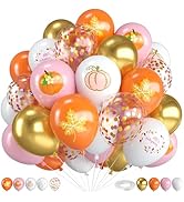Fall Balloons,12 Inch Pink Gold and Orange Balloons for Fall Baby Shower Autumn Birthday Wedding ...