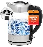 OVENTE Glass Electric Kettle Hot Water Boiler 1.7 Liter ProntoFill Tech w/ Stainless Steel Filter...
