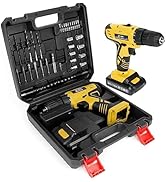 jar-owl 21V Cordless Drill/Driver Kit, 0-1350RMP Variable Speed, 3/8" Compact Drill Set - Black &amp;...