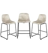 Rfiver Counter Height Bar Stools Set of 3, Counter Stool with Back, Modern Faux Leather Barstools...