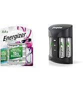 Energizer Rechargeable AA Batteries &amp; Battery Charger Set, Includes 8 Pre-Charged AA Battery with...