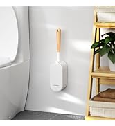 Wooden Toilet Brush, OSCIOSS Toilet Brush and Holder Set with Ergonomic Design, Compact Size, Dur...