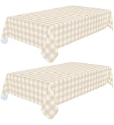 Smiry 2 Pack Rectangle Table Cloth, Waterproof Vinyl Tablecloths with Flannel Backing, Wipeable B...