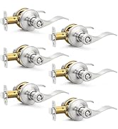 Sopoby 6 Pack Brushed Nickel Door Handle Interior Door Levers Privacy for Bedroom Bathroom Door L...