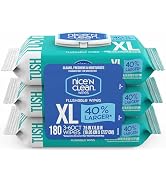 Nice 'N CLEAN Extra Large Flushable Wipes | 40% Larger Wipes | 6.8" x 7.5" Unscented XL Adult Wet...