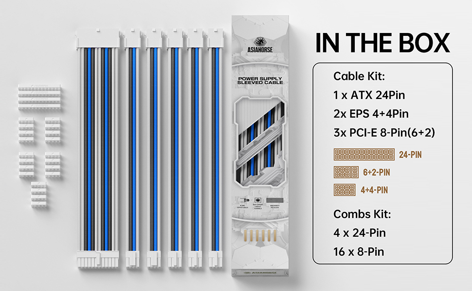 AsiaHorse White Connector PSU Extension Cable