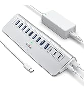 Powered USB Hub 10Gbps, intpw YH9AC 12 Port USB C Hub with 10Gbps USB C 3.2+2 USB A 3.2, 7 USB 3....