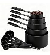 Bopei Measuring Cups and Spoons Set, Titanium-Plated Matte Black Stainless Steel 10 Piece for Coo...