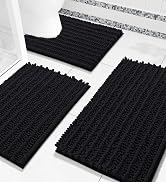 Arotive Chenille Bathroom Rugs Set 3 Piece, Extra Soft Absorbent Shaggy Bath Mat and U-Shaped Con...