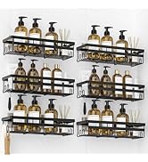 WOWBOX Shower Caddy Shelf Organizer, 6 Pack Adhesive Black Bathroom Accessories, Save Space with ...
