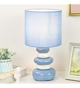 Lampwell Stoney Light Blue Ceramic Table Lamp for Living Room as Modern Kids Night Bedside Table ...