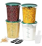 4QT NSF Round Food Storage Containers with Lids: 4 PCS [Total Food Grade][Hot&amp;Cold Resistant] Dou...