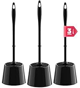 JIGA 3 Pack Toilet Brush and Holder Set, Toilet Bowl Brush with Caddy Bathroom Stiff Bristles Toi...